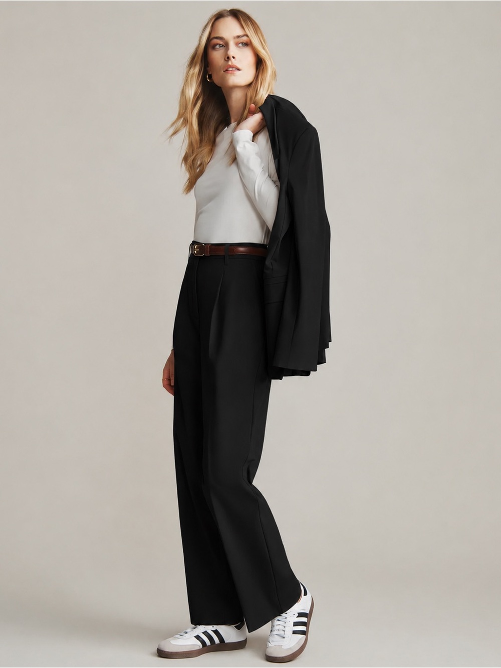 Rhone High Rise Pleated Trousers in Black